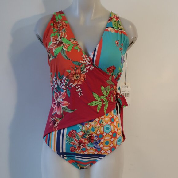 NWT Womens Johnny Was Bold Multicolor Floral One Piece Swimsuit 1X - Picture 2 of 8